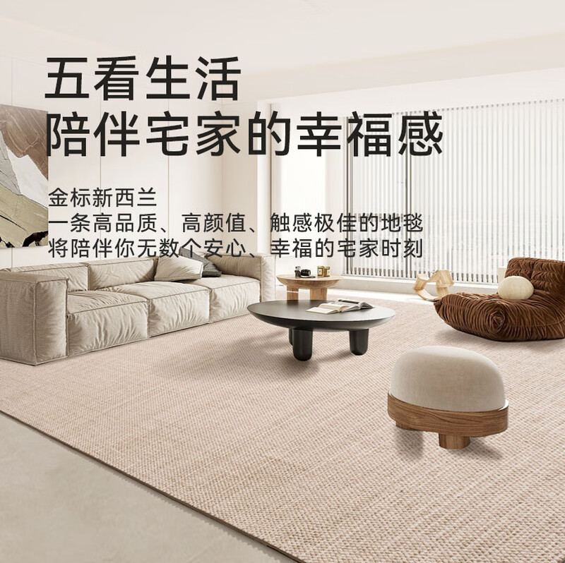 Made in Tokyo, Gold Label New Zealand Wool Carpet Living Room High-end Light Luxury Medieval Style Rice Camel-200*300cm