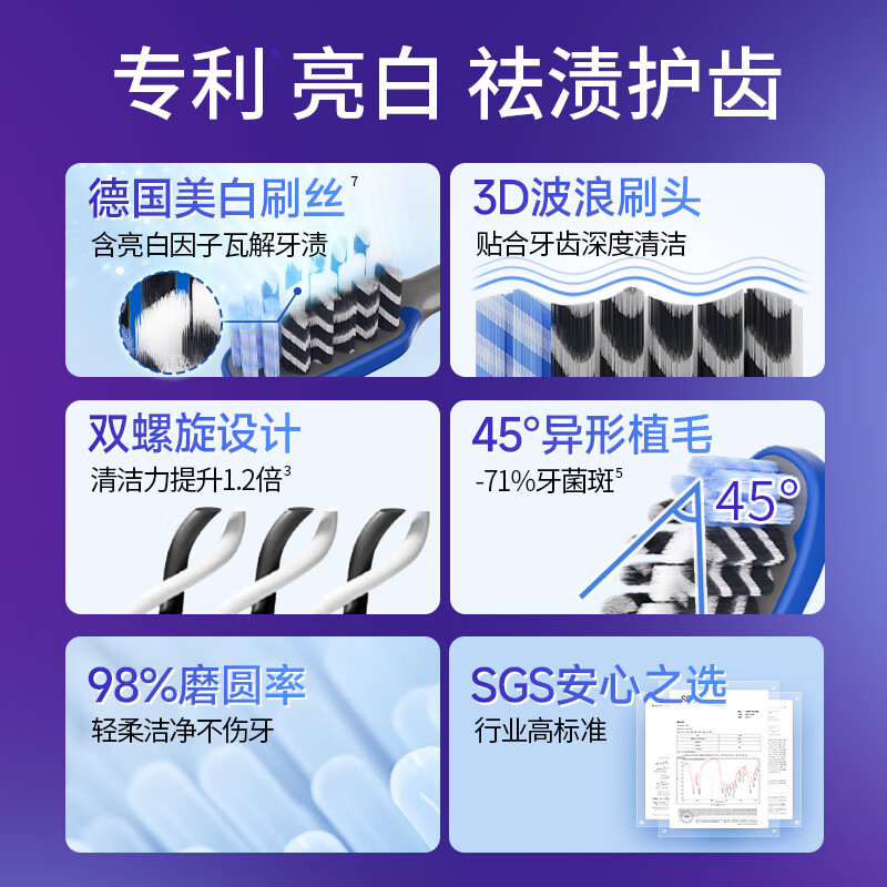 ApaCare toothbrush for men, powerful whitening, smoke stain removal, anti-tartar, high-end adult medium-hard bristle toothbrush, 6 pack