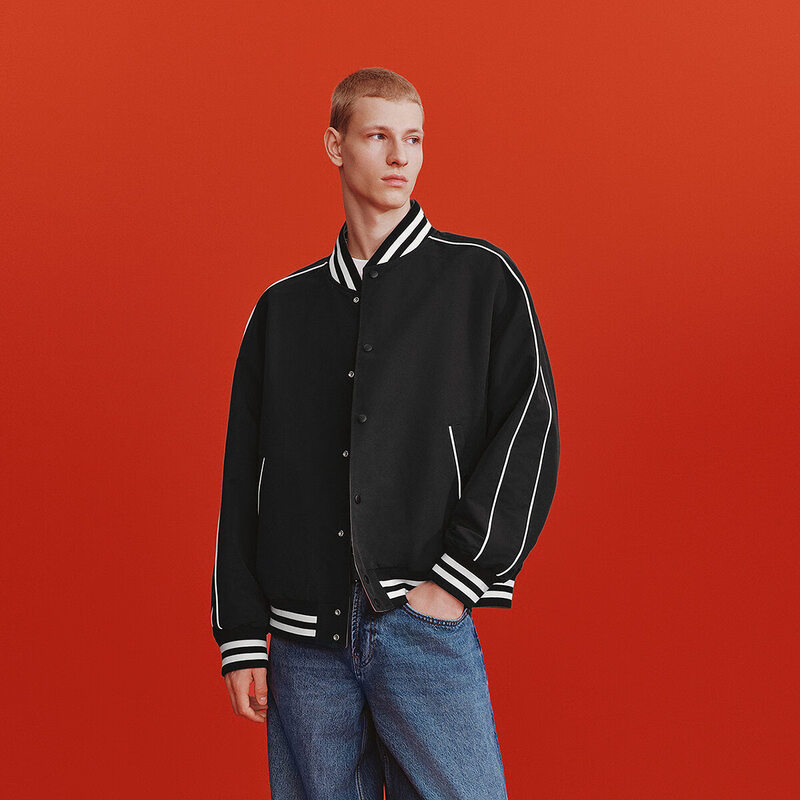 Semir New Year Qiji Red丨Coat Men's 26 Spring Three-proof Embroidered Splicing Top Loose Casual Baseball Jacket Red