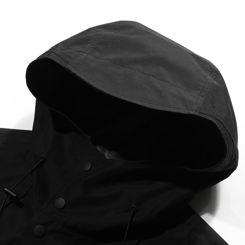 GUUKA Composite Waterproof Hooded Jacket Men's Spring New Style Back Slit Mid-Length Windproof Breathable Jacket Women's Fashionable and Versatile Black L