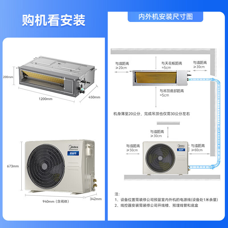 Midea Central Air Conditioning Cool Energy Saving Enjoy Fourth Generation Duct Machine One to One 3 HP 4 HP First Level Energy Efficiency Starlight Ultimate Edition Power Saving TOP1 First Level Energy Efficiency National Subsidy Cool Power Saving Large 3 HP Quality Gold Award One Price All-inclusive (30-48)