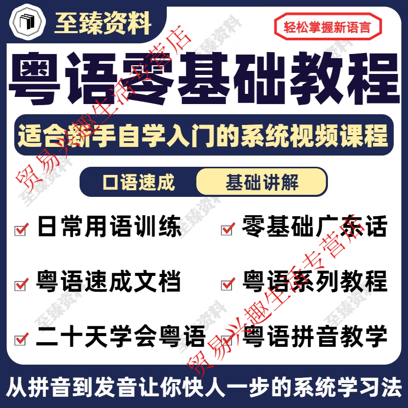 Cantonese and Hong Kong teaching video, 20-day tutorial for learning to speak Cantonese from zero basics to mastery, online disk delivery