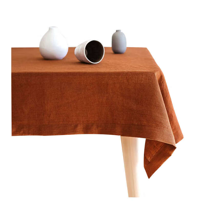 Yusenyi tablecloth color rectangular desk tablecloth style table mat picnic cloth jujube brown 140x200cm