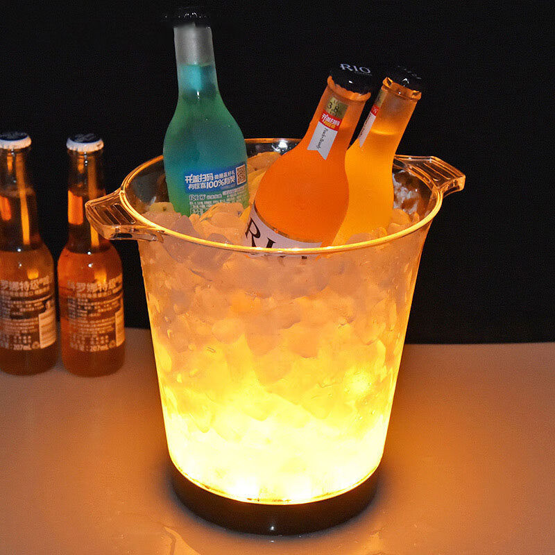Luminous ice bucket KTV bar champagne bucket creative beer bucket home red wine and foreign wine LED plastic ice bucket battery model white light 1