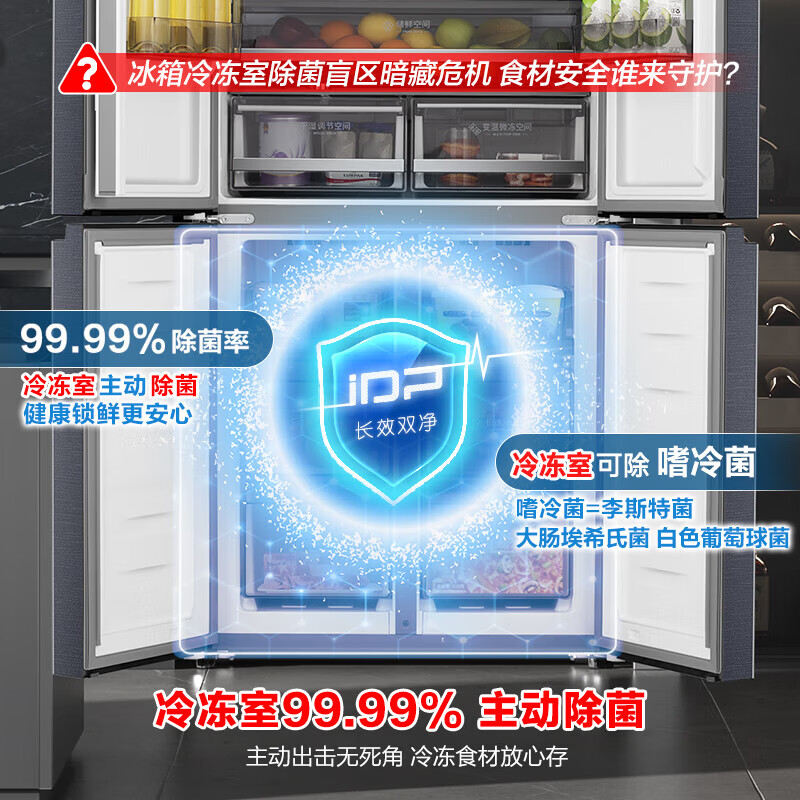 Rongsheng 516 liter double purifier dual system cross-open four-door refrigerator household first-class energy efficiency air-cooled frost-free BCD-516WD1FPA gray 526 cross model national subsidy 20% (grey) new product 516+IDP negative ion sterilization, detoxification and odor + dual system