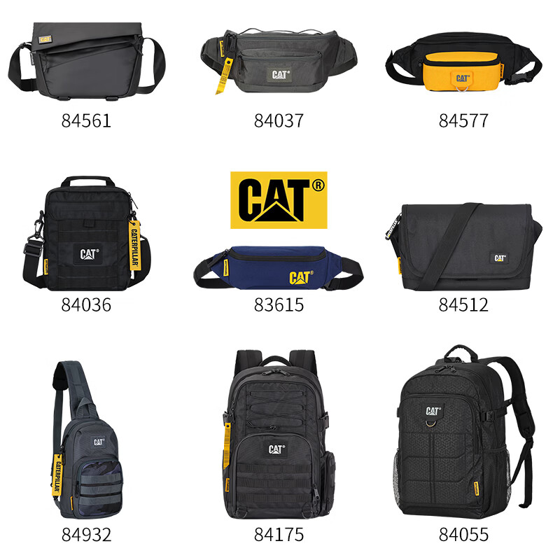 Carter (CAT) crossbody bag, shoulder bag, messenger bag, casual shoulder bag, 11-inch iPad bag for men and women 84512 Black