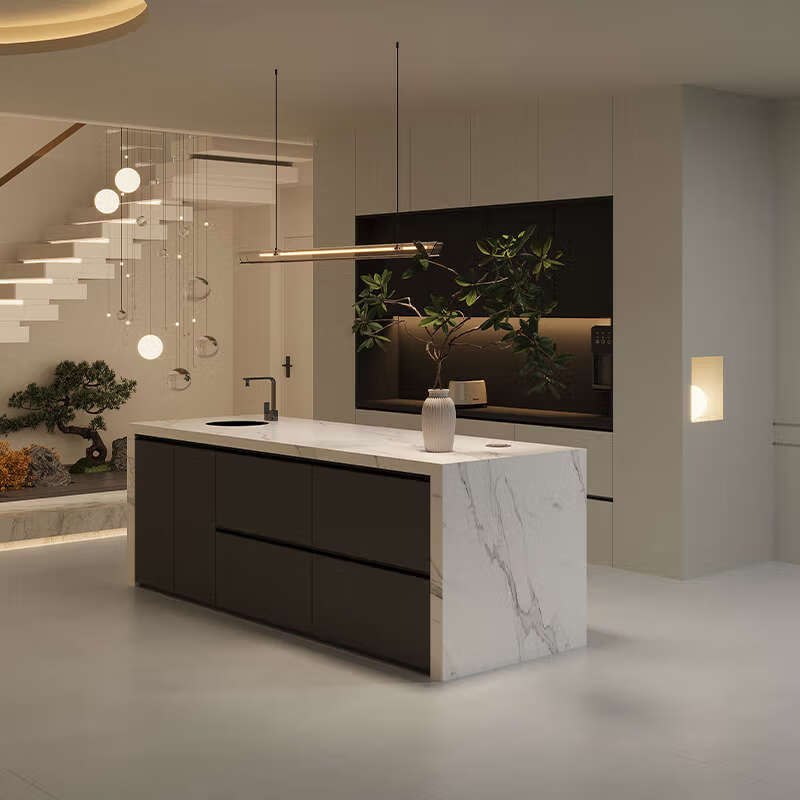 Yusenyi Qingping Bar Sideboard Partition Dining Table Integrated Open Kitchen Household With Sink Separate Middle Counter Stylish All-Rock Model 1.4 Meter Rock Slab Island Table (Socket Storage)