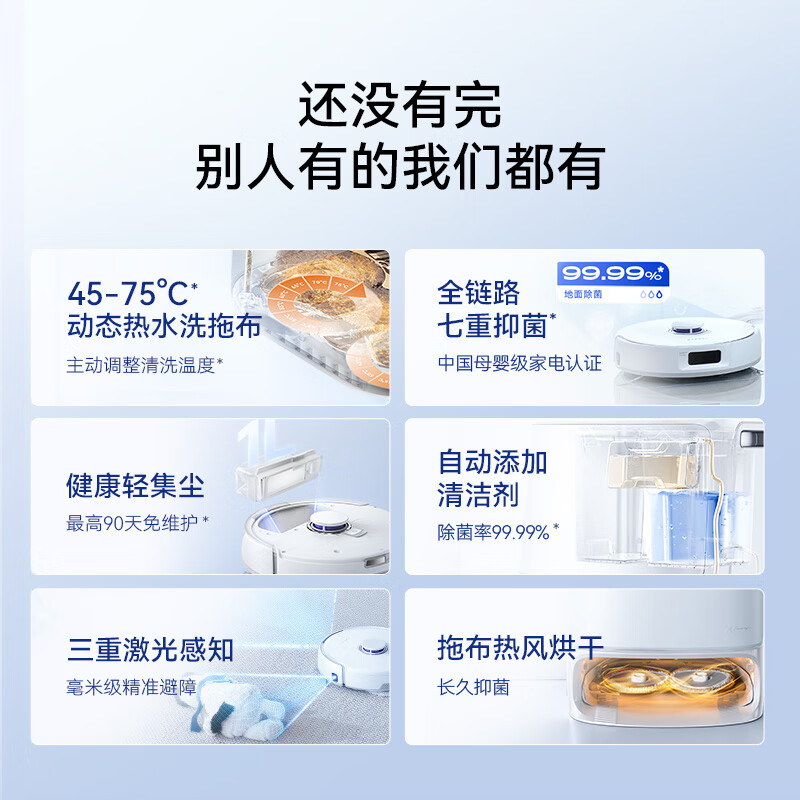 Cloud Whale Sweeping Robot J5 Pet Cleaning Sweeping and Mopping All-in-one Automatic Cleaning Fully Automatic Mopping Household Intelligent Floor Mopping Machine Robotic Arm Extension Hair 0-Tangle Water Tank Version