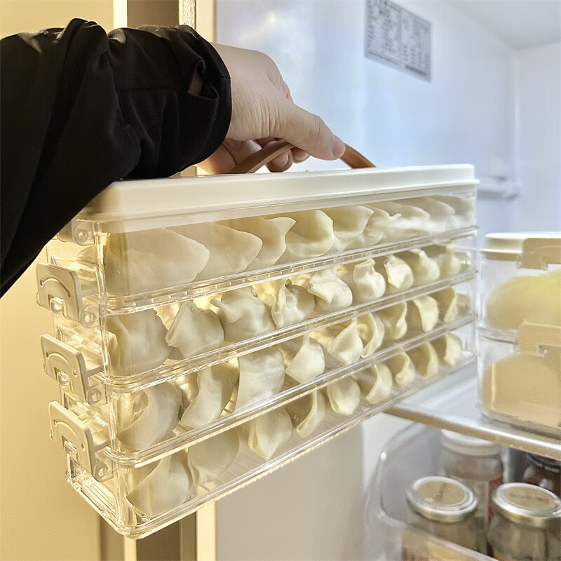 Shijanu refrigerator frozen dumpling box dumpling wonton fresh-keeping sealed storage household multi-layer food kitchen dedicated white single layer can hold 8-10 dumplings