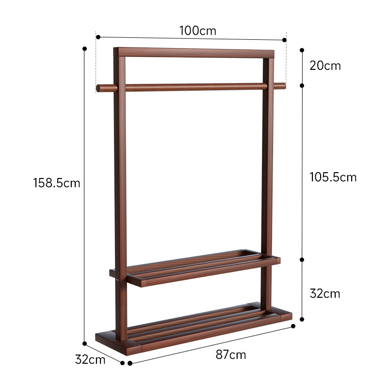 Wenner coat rack floor-standing vertical coat rack bedroom living room rubber wood multi-functional coat rack YH0100H