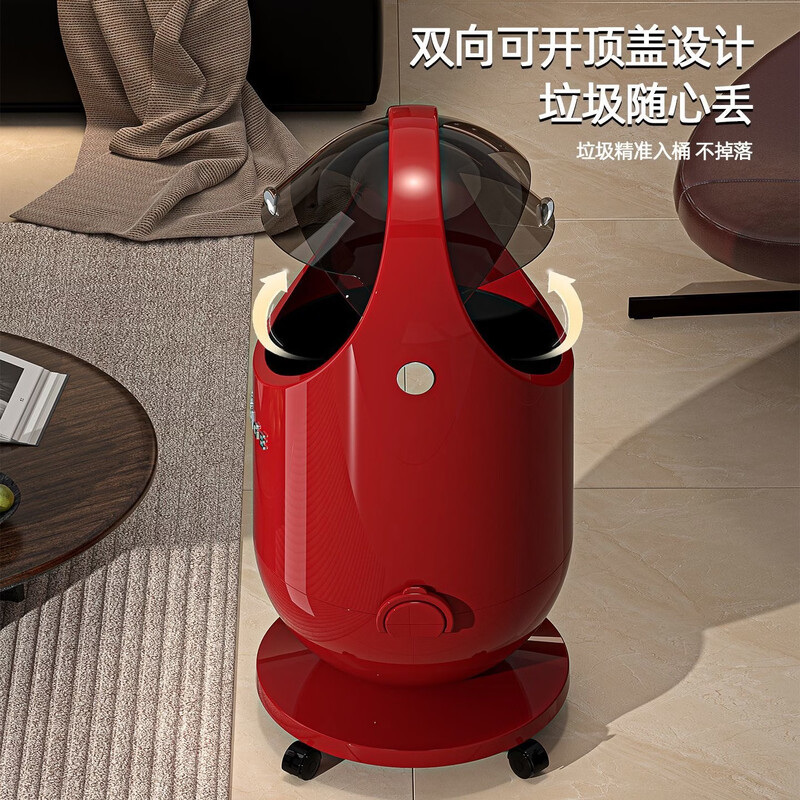 YIMEIHUI Trash Can Home Light Luxury Creative Bathroom Kitchen Covered Garbage Basket Living Room Bedroom Large Movable Paper Basket Light Luxury-Cream Pulley Model