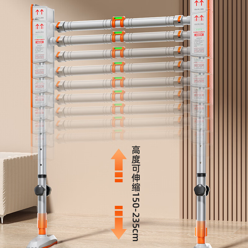 Qinglang household horizontal bar indoor pull-up for adults and children without punching 2.4 meters multifunctional fitness equipment ring swing gray bracket vertical bar horizontal bar installation distance 68-88CM