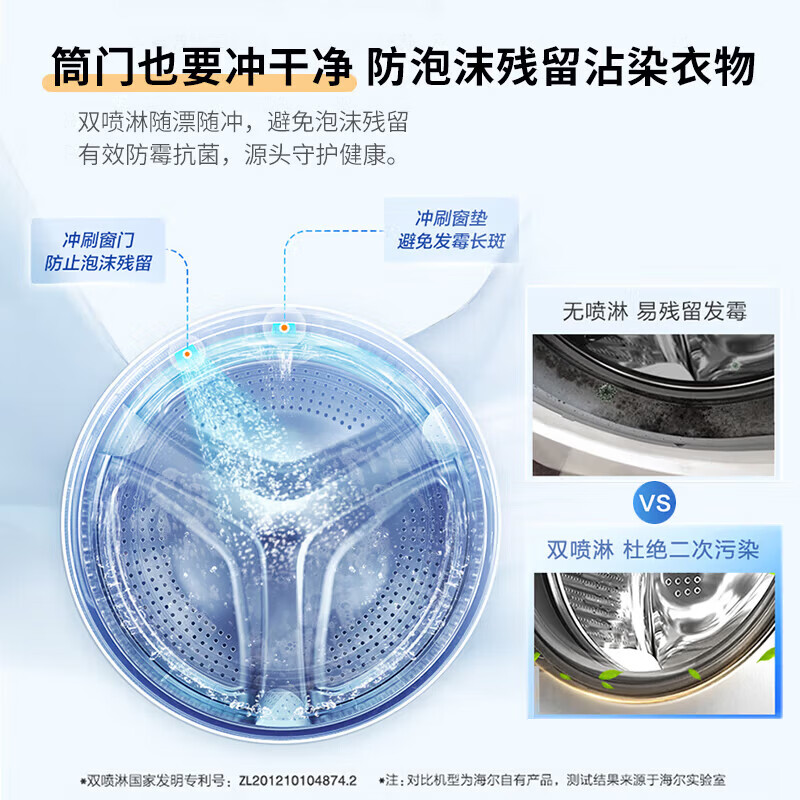 Haier drum washing machine fully automatic with drying drum washing and drying machine 10kg national subsidy first-level energy efficiency ultra-thin body sterilization mite trade-in gold list top seller | color screen touch washing and drying machine 10kg