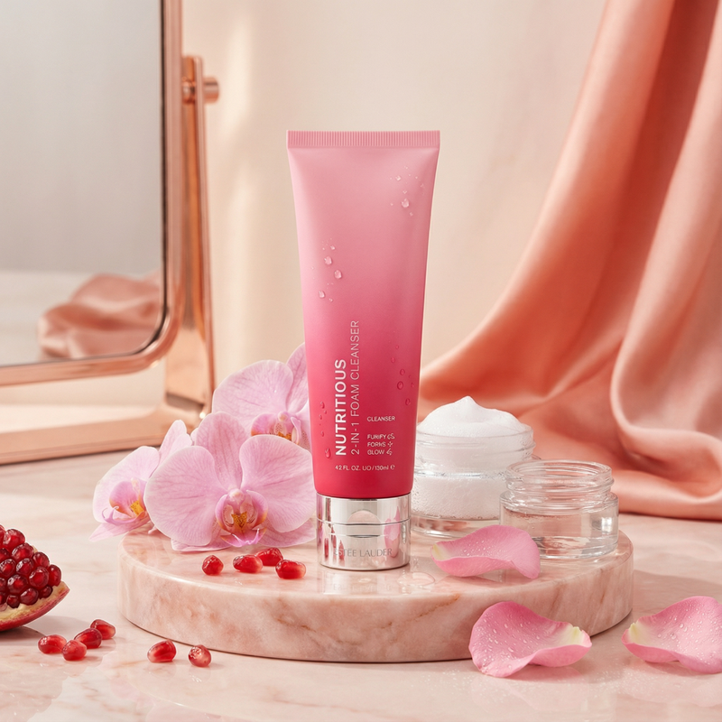 Estee Lauder Vibrant Brightening 2-in-1 Facial Cleanser 125ml New Pomegranate Cleansing Mud Mask 2-in-1 Facial Cleanser