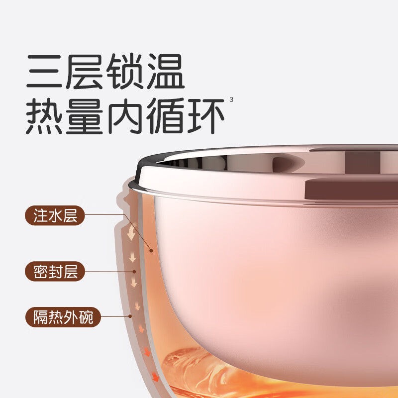 Shixi water-filled thermos bowl, baby food supplement bowl, baby soup bowl, stainless steel constant temperature suction cup bowl, anti-fall kindergarten tableware