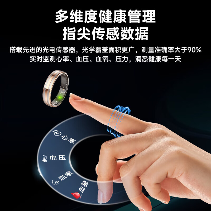 CH High-precision heart rate and blood pressure all-weather monitoring smart ring blood oxygen sleep pressure blood sugar record sports health smart ring ring waterproof gift recommendation