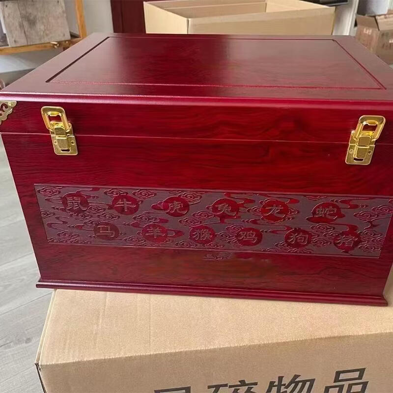 Fantasy special collection wooden box wine box liquor wooden box gift box sealed wine packaging box 12 zodiac red special model