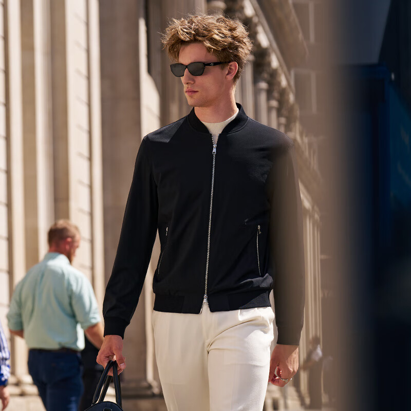 Mr. Bu Fashion Outdoor Baseball Collar Jacket Men's Casual Thick Jacket Men Piano Black S (165)