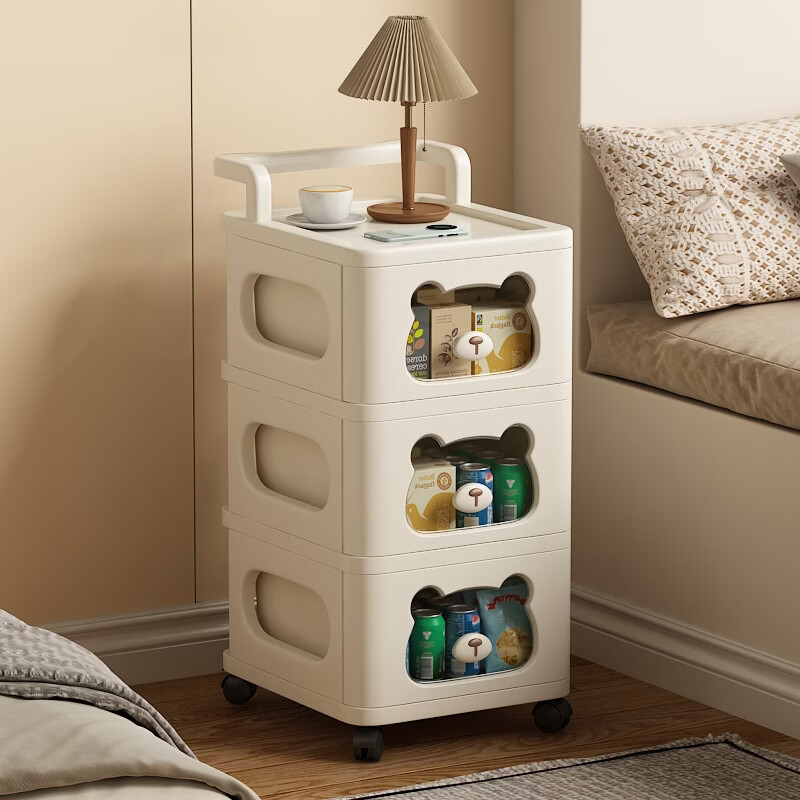 Anya bedside table bedroom 2025 new small bedside table storage rack simple home storage small cabinet 3 layers