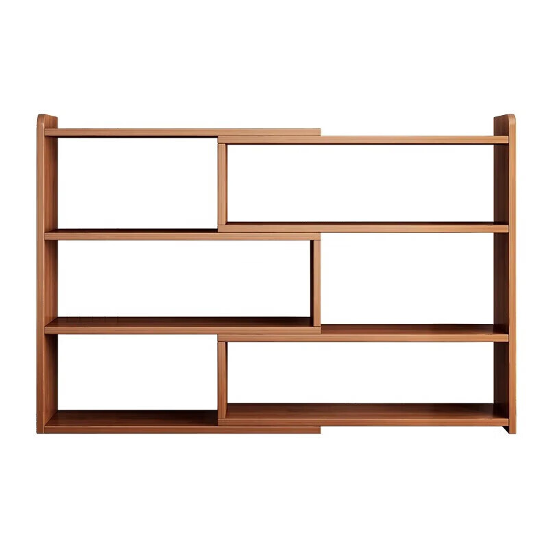 Bookshelf desktop storage rack table simple small bookcase office home student desk multi-layer storage storage cabinet walnut color 3 layers retractable 60-120CM