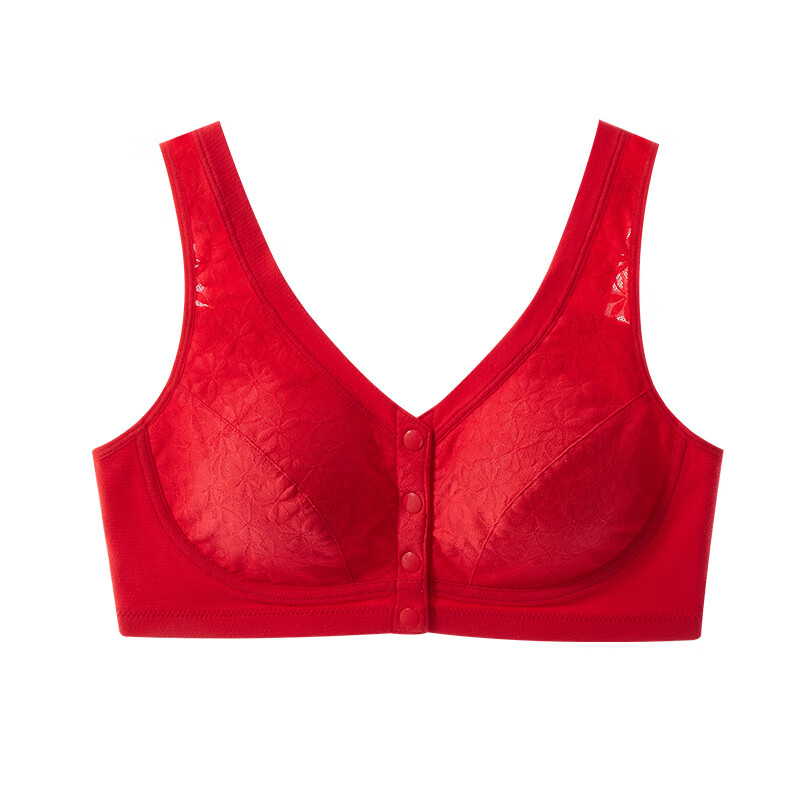 LangSha big red mother's underwear pure cotton suit vest-style front-button zodiac year horse year middle-aged and elderly bra