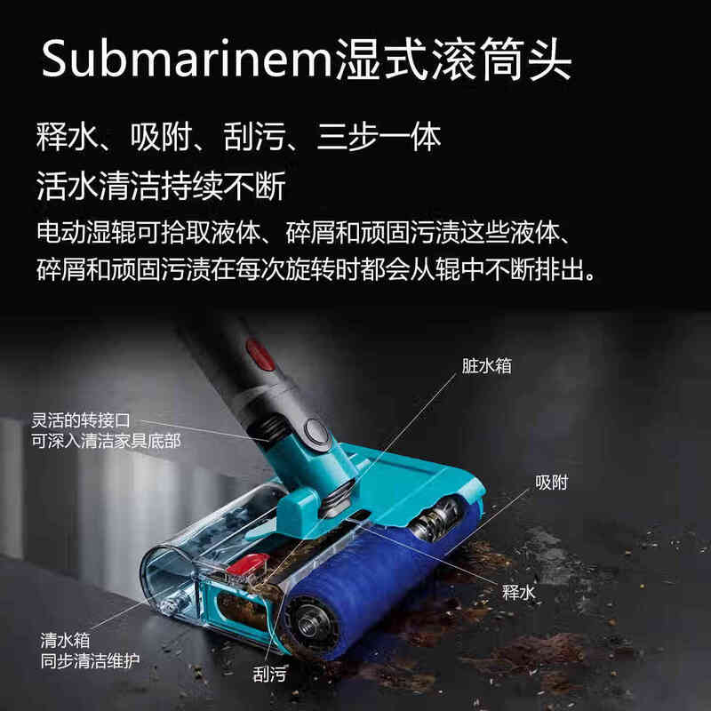 Dyson Dyson v15s detect submarine wireless handheld vacuum cleaner floor scrubber dry and wet mop v15 smart direct drive + laser soft velvet - 12 accessories - 8 suction heads