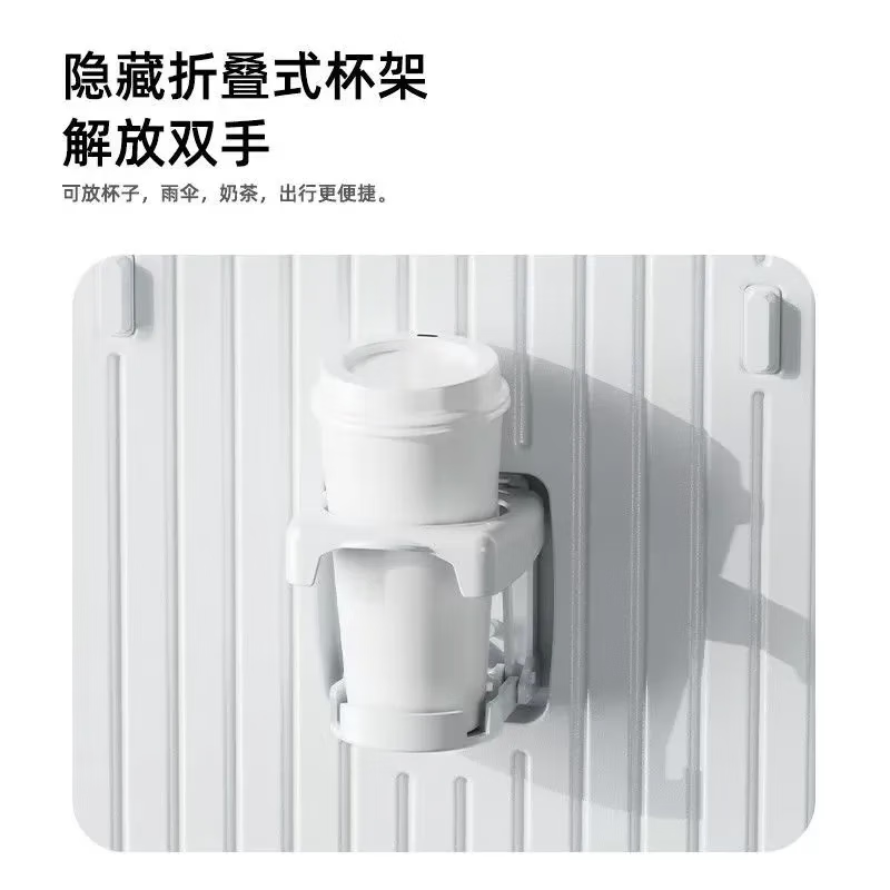 Large-capacity five-wheel shock-absorbing brake suitcase, multifunctional double-enclosed inner net suitcase, boarding-friendly, lightweight and durable, ivory white, double-enclosed + antibacterial lining, 30 inches, 37 open + 5-wheel shock-absorbing brakes + double enclosed net + wet and dry separation