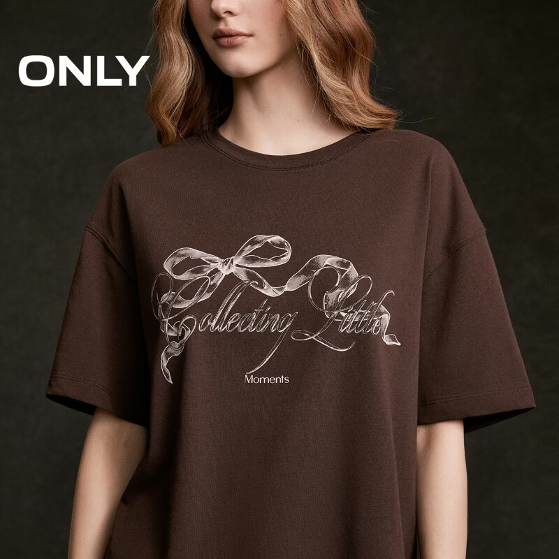 ONLY 2026 Spring Lazy Retro Print Loose Wide T-shirt for Women|126101075