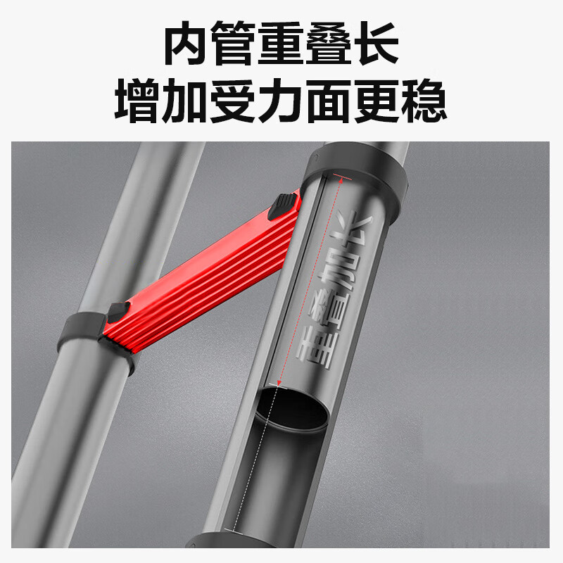 Huixiang Jingdong Industrial's own brand telescopic ladder herringbone ladder aluminum alloy thickened folding ladder engineering staircase multifunctional ladder 1.7 meters straight ladder 3.4 meters German standard upgraded and thickened