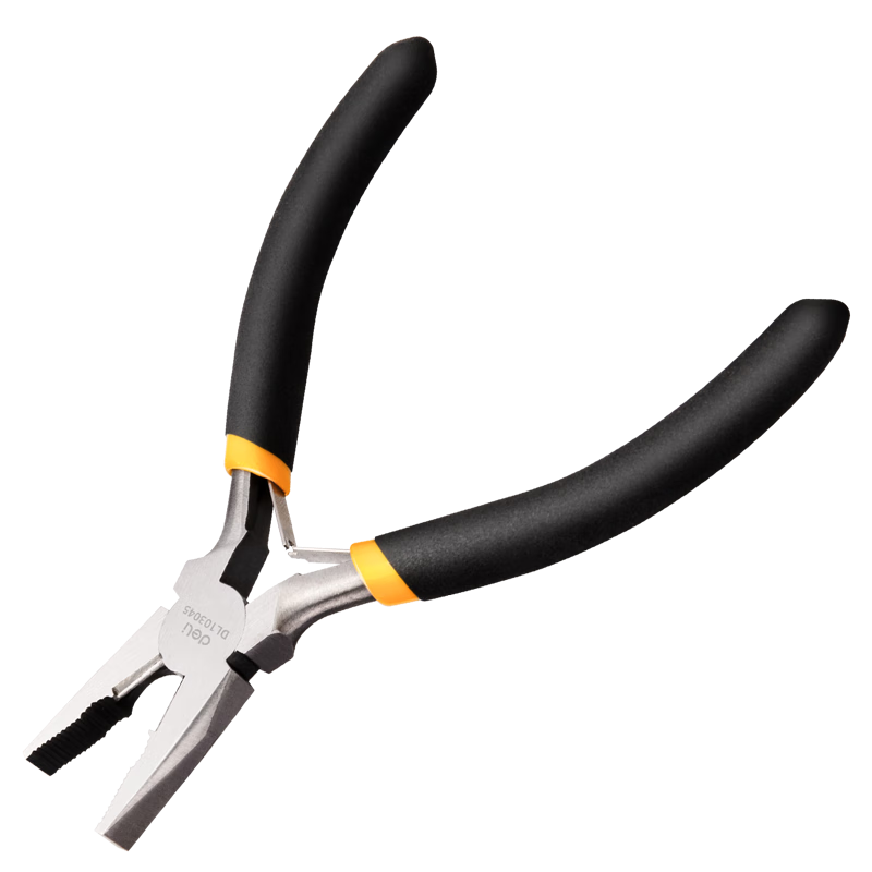 Deli plastic handle mini wire pliers high carbon steel vise multifunctional flat nose pliers wire cutting pliers 4.5 inches
