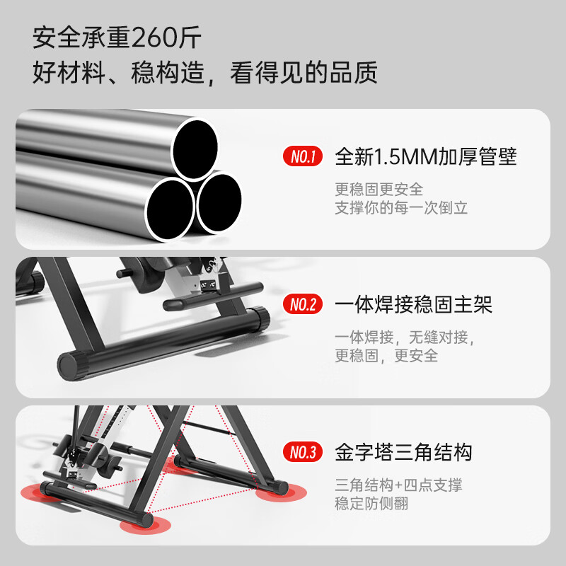 Mr. Cue inversion machine artifact home stretching all-in-one machine upside down fitness equipment upside down traction multifunctional waist stretcher blue and black - children's model suitable for under 150cm