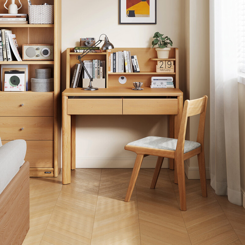 Lin's home practical log style desk bookshelf integrated computer small study table for junior high school students Lin Mu series UB1V