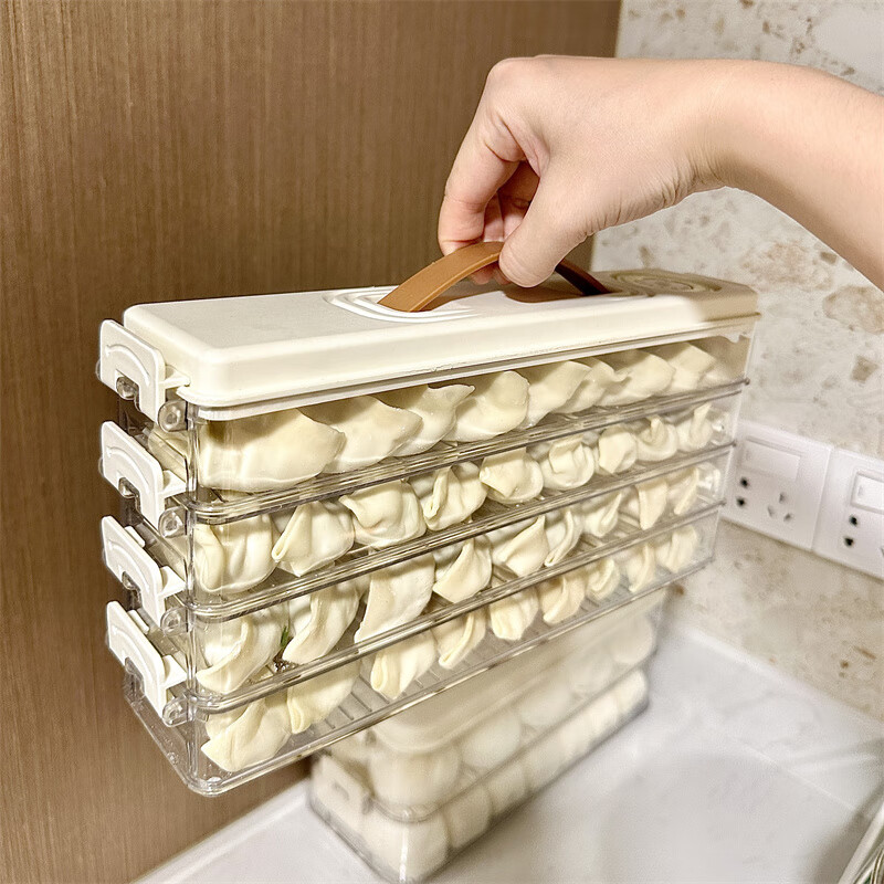 Shijanu refrigerator frozen dumpling box dumpling wonton fresh-keeping sealed storage household multi-layer food kitchen dedicated white single layer can hold 8-10 dumplings