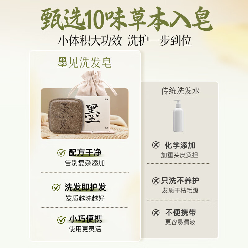 Mojian Polygonum multiflorum, Platycladus orientalis leaf shampoo soap, oil control herbal handmade soap, repair and nourish, oil control and fluffy, Platycladus orientalis leaf handmade soap*2 boxes