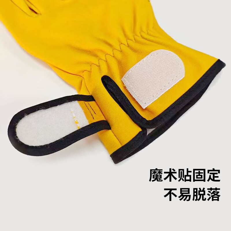 Pinzhide welding gloves, special anti-scalding, heat-insulating, wear-resistant and high-temperature-resistant labor protection gloves for welders, sheepskin Velcro style, yellow Velcro style
