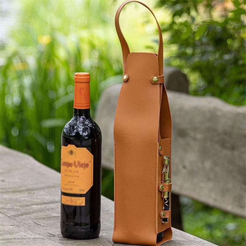 Yusenyi single bottle red wine packaging bag, portable portable champagne storage bag, red wine gift box bag, black (excluding bottle opener)