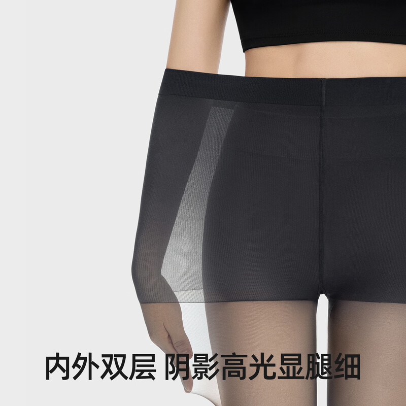 Ono Kazuko Yang Mi's same style double-layer black stockings bare legs artifact autumn and winter women's black translucent leggings