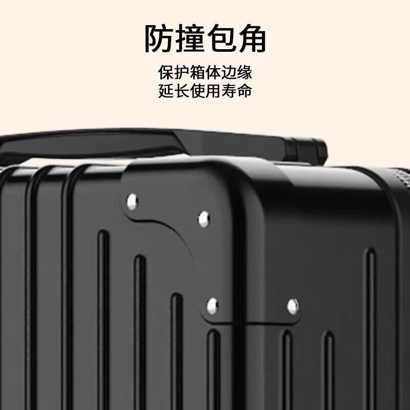 Xiaomi suitcase, same style as men's extra large capacity portable student trolley case, sturdy leather case, women's travel code box, black, retro code lock zipper style, 20 inches