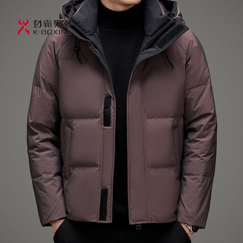KBXNG New Men's Down Jacket 2025 Winter Youth Fashion Hooded Removable White Duck Down Warm Outer Blue 14XL (190)