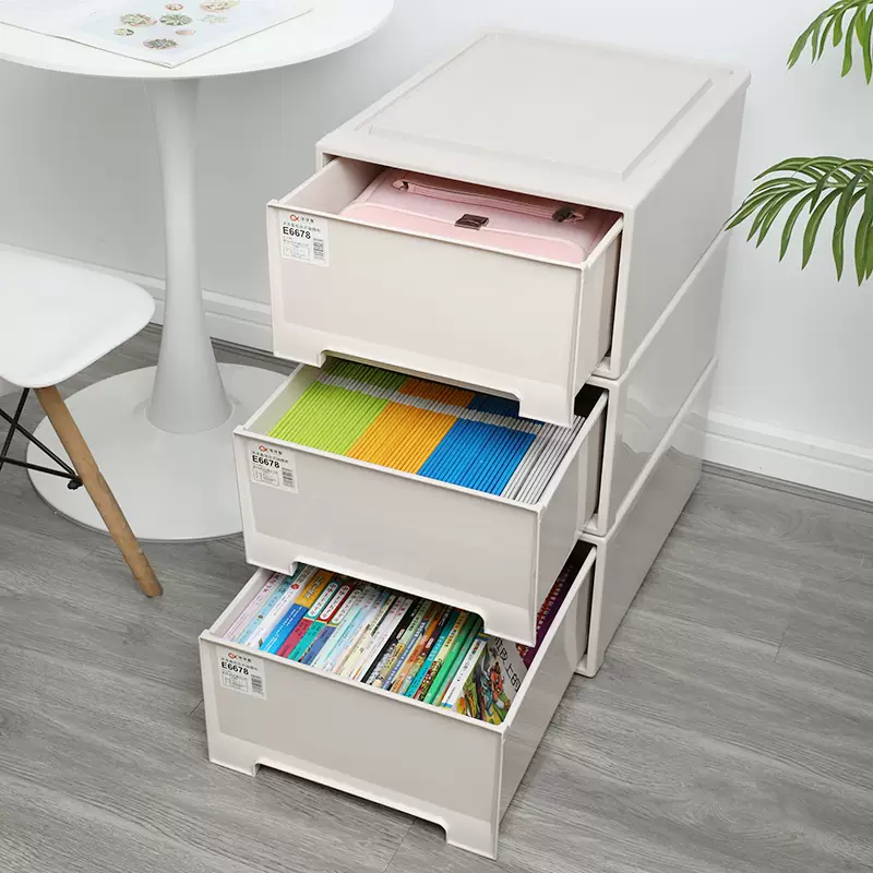 Yusen Yiyangyu Drawer Storage Box Student Books Solid Color Extra Large Storage Box Classroom Stationery Transparent Organizing Box 3 Pack Transparent E Style