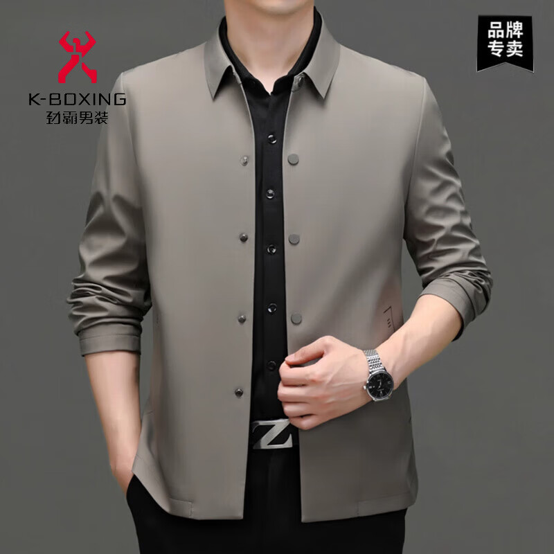 KBXNG New Executive Outer Jacket Men's Casual Button Business Jacket Middle-aged Top Dad's Clothes Navy &L8313 M /170 Recommended Weight 105-125 Jin