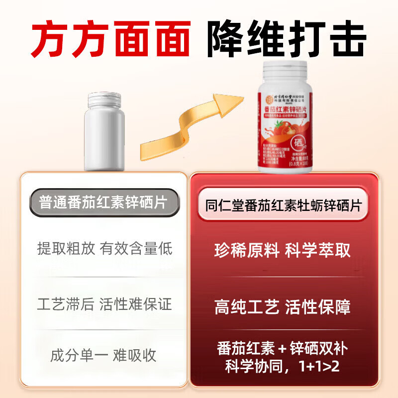 Tongrentang (TRT) Tomato Zinc and Selenium 80g 100 capsules Lycopene Zinc and Selenium Tablets Men's Zinc and Selenium Tablets Lycopene Tablets Men's Pregnancy Preparation 3 Boxes Tomato Zinc and Selenium