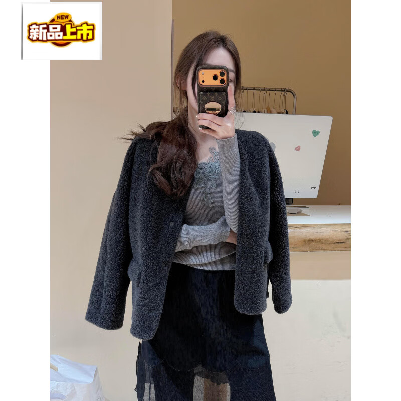 Chu Jing French gray lace splicing knitted bottoming shirt for women in autumn and winter, light and luxurious inner wear, beautiful temperament, gray, very beautiful early autumn outfit/unique and beautiful/women's clothing 2025 new style M 95-105 pounds