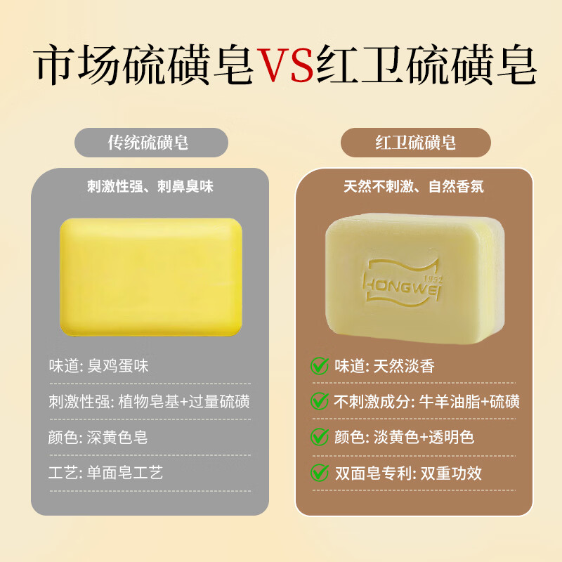 Redguard double-effect sulfur mutton soap 350g soap face and bath two-in-one oil control, antibacterial and mite removal handmade facial cleansing soap