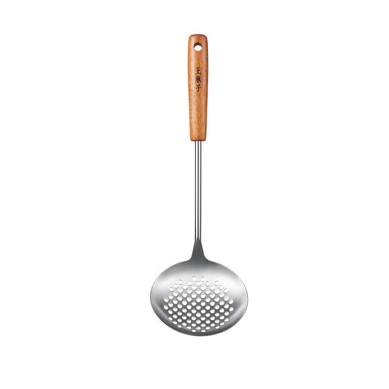 Wang Mazi 304 stainless steel spatula three-piece set household soup spoon colander cooking spatula set anti-scalding wooden handle kitchen utensils 304 stainless steel colander