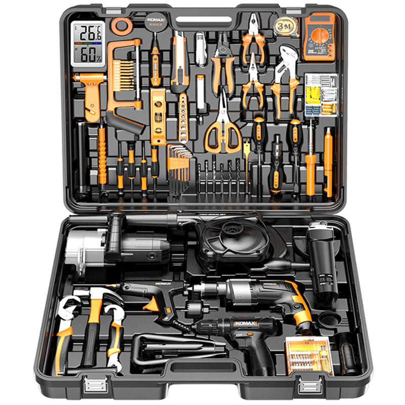 Qiao Bo Laike Max Tool Box Full Set Impact Drill Hand Electric Drill Electric Hand Tool Set Household Hardware Set Electrician Wood Default
