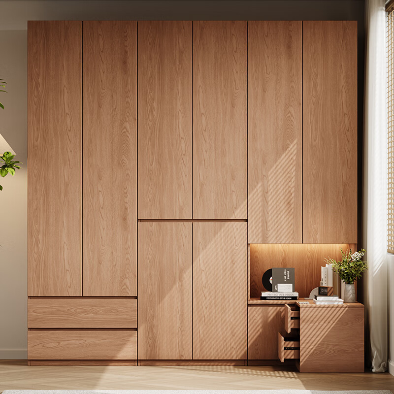 He Jiajiang solid wood wardrobe minimalist household large wardrobe door-to-door installation storage locker furniture 1.6 meters long * 2.4 meters high / two-door wardrobe + two-door wardrobe