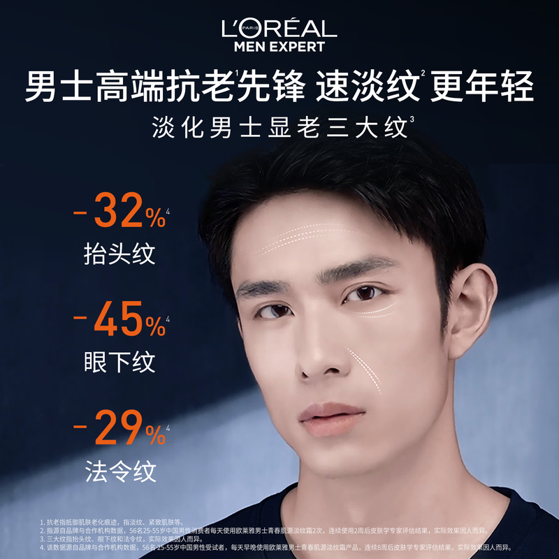 L'Oreal Men's Youth Muscle Source Lightening Cream 50ml Anti-wrinkle Firming Hydrating Moisturizing Autumn and Winter Cream Skin Care Products New Year
