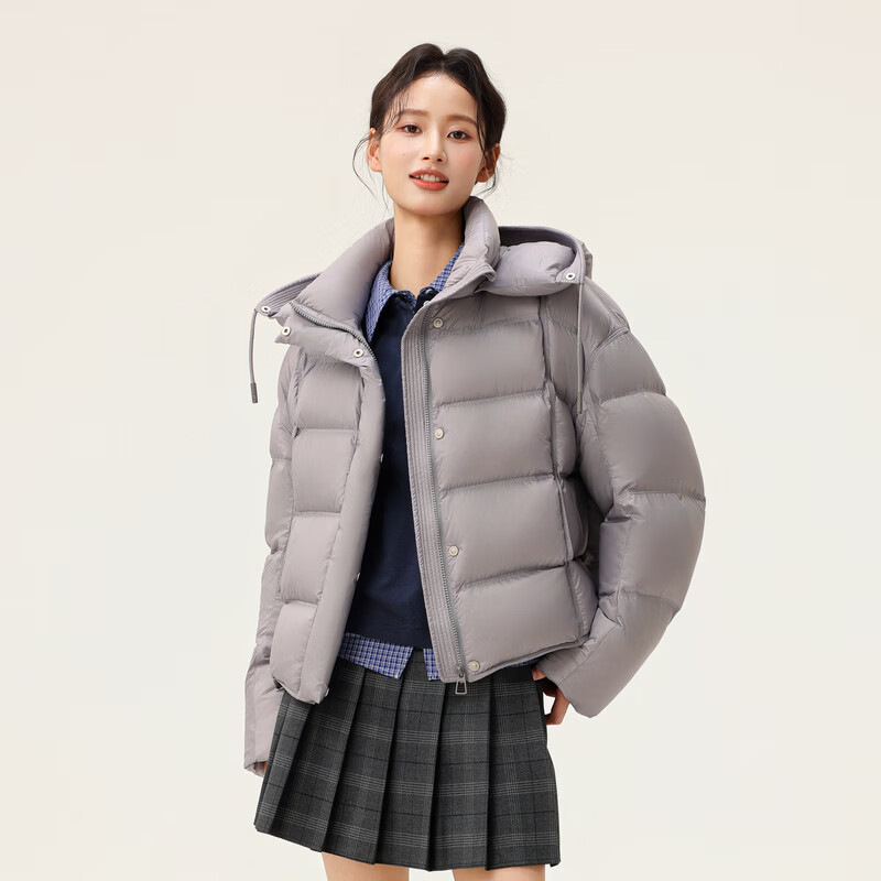 Flying in the Snow Cloud Velvet Series 2025 Winter New Down Jacket Women's Fashion Simple Puff Gaozhigao Filled Velvet Gray|8159 S/160/84A