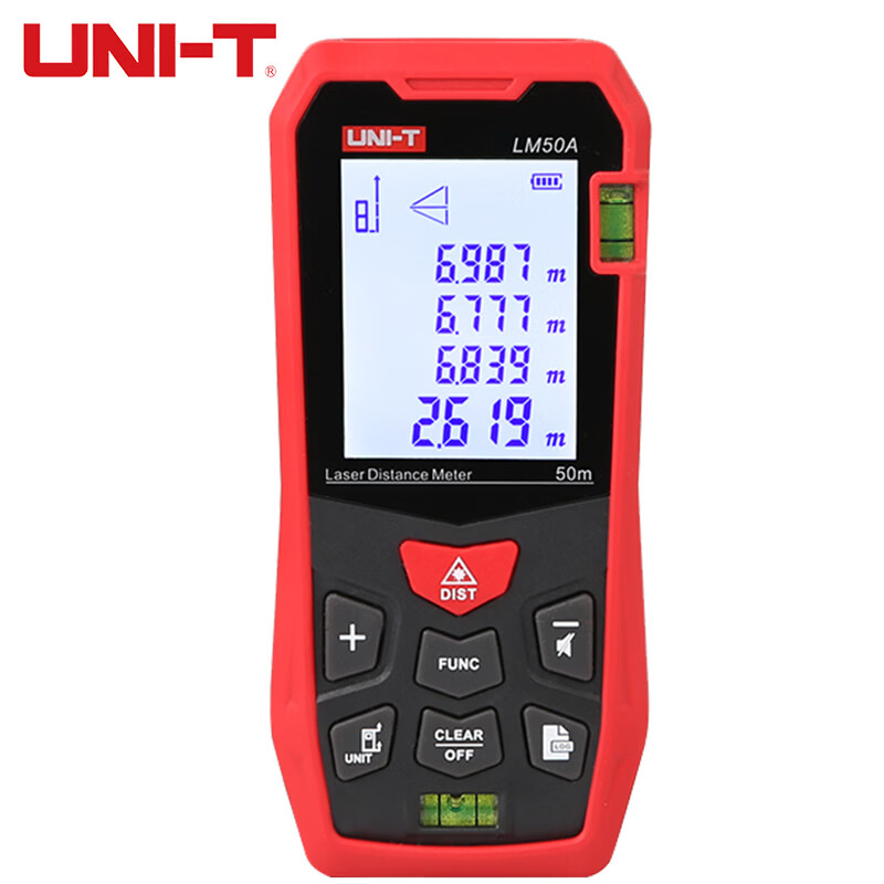 UNI-T laser rangefinder handheld infrared electronic ruler room measuring instrument with level bubble data storage LM50A for home use